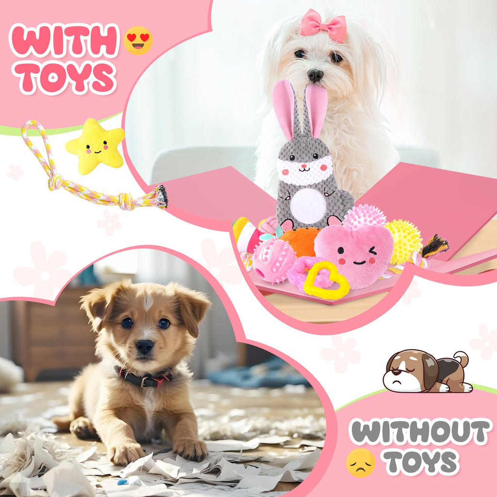 Zeaxuie 25 Pack Luxury Dog Chew Toys for Puppy, Dog Toys with Ropes, Treat Ball and Squeaky Puppy Toys for Teething Small Dogs