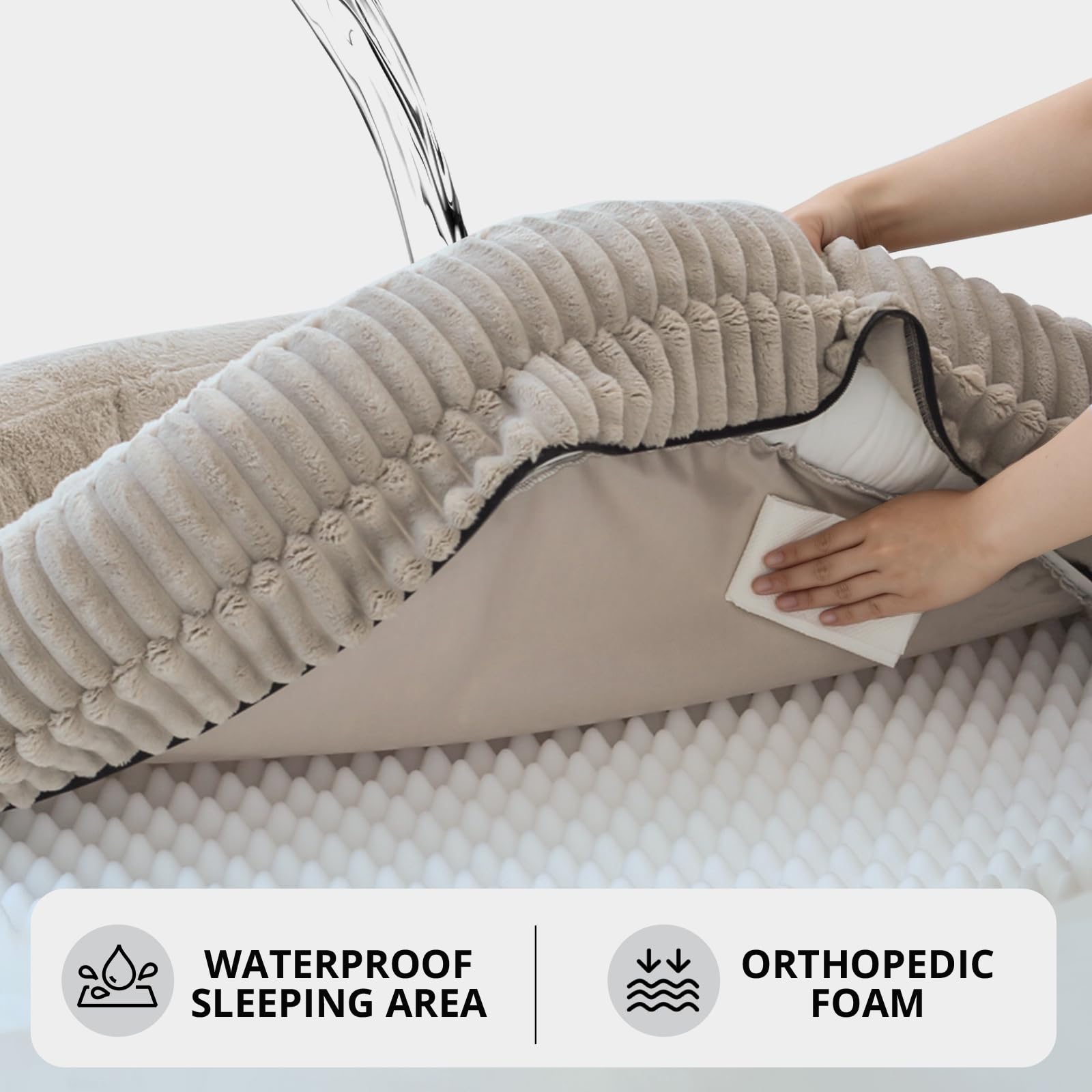 BALANCE Cat Bed Kitten Bed, Washable Round Cat Beds for Indoor Cats, Super Soft Plush Faux Fur Pet Bed for Puppy and Kitten with Anti-Slip Bottom