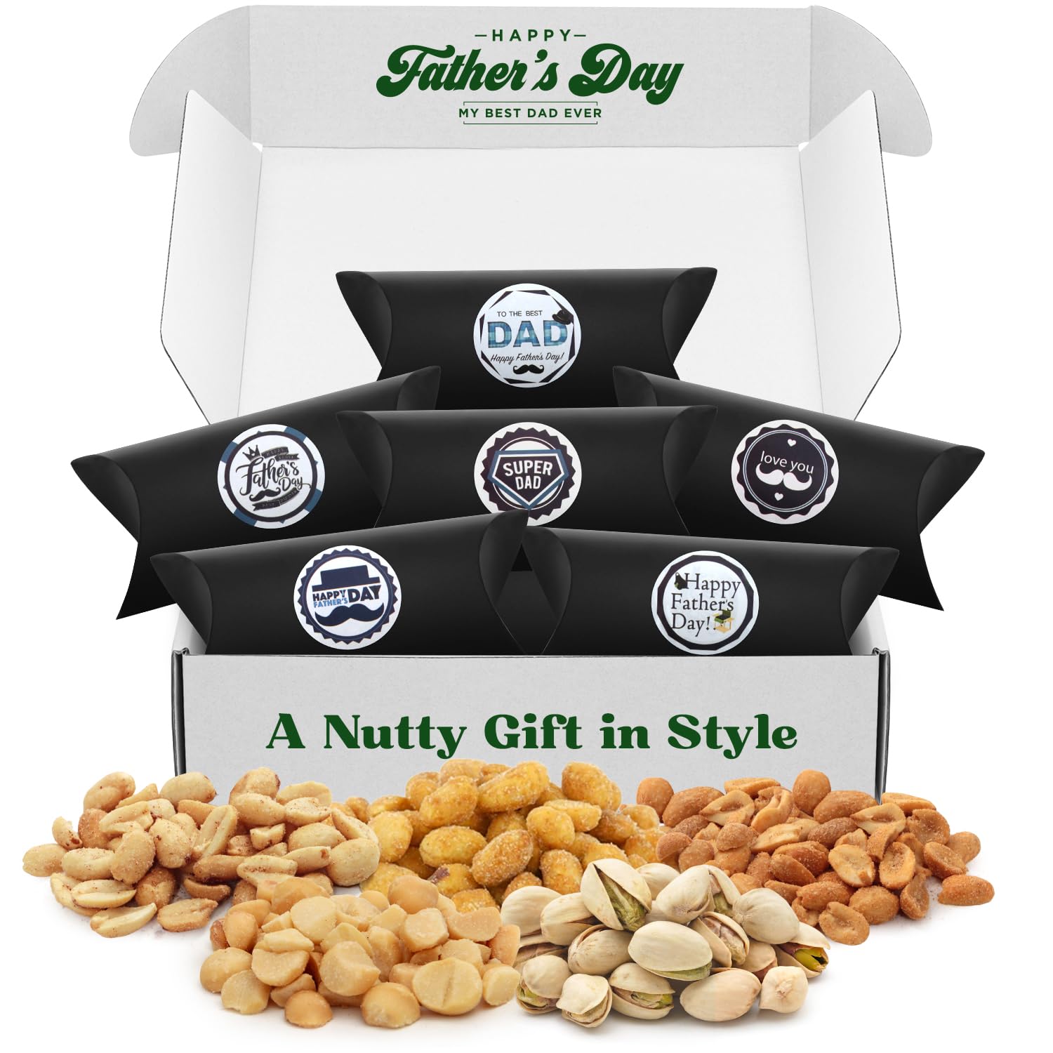 Fathers Day Nut Gift Basket, 7 Sectional Platter of Nut Baskets Gifts for Men, Great for Father Day gifts for Husband, Perfect Dad Gift for Fathers Day