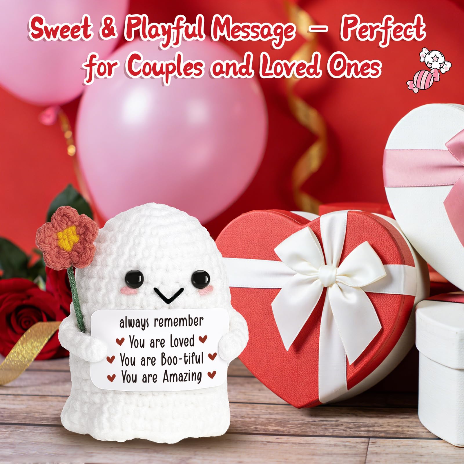 You're My Boo Crochet Ghost - Anniversary Love Birthday Gifts for Women Men Her Him Boyfriend Girlfriend, Fathers Day Card for Husband from Wife - Holiday Stuffers for Halloween Valentine Christmas
