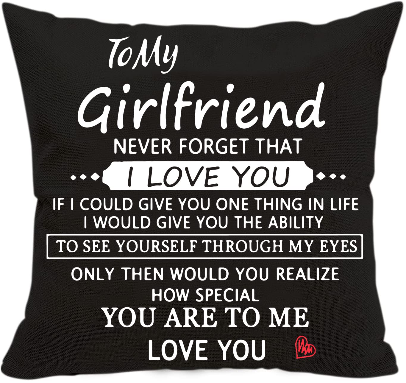 Anrkets Two Sided Printing Lover Pillow Cover I Love You Hug This Pillow Until You Can Hug Me, Valentine's Day Birthday Gifts for Girlfriend Cotton Linen Square Decorative Waist Pillowcase 18"x 18"