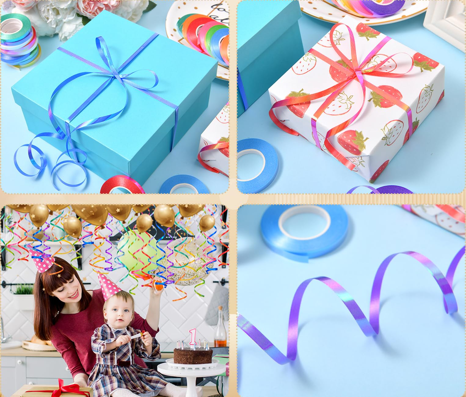 30 Roll 15 Colors Curling Ribbons for Crafts Bows Present Wrapping Ribbon Florist Wedding Party Festival Art Craft Decor, Separate Rolls, 11 Yards Per Roll, 3/16 Inch Wide 3/16" - Set1