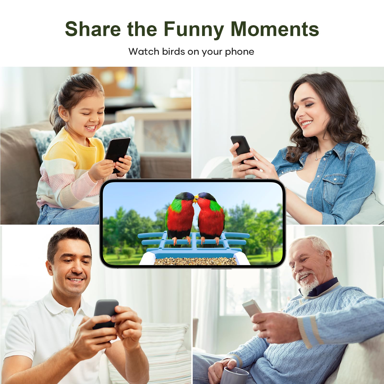 Smart Bird Feeder with Camera: Solar Powered Birdhouse with AI Recognition, Wireless Bird House with Camera for Outdoor, Unique Birthday Gifts for Mom Dad