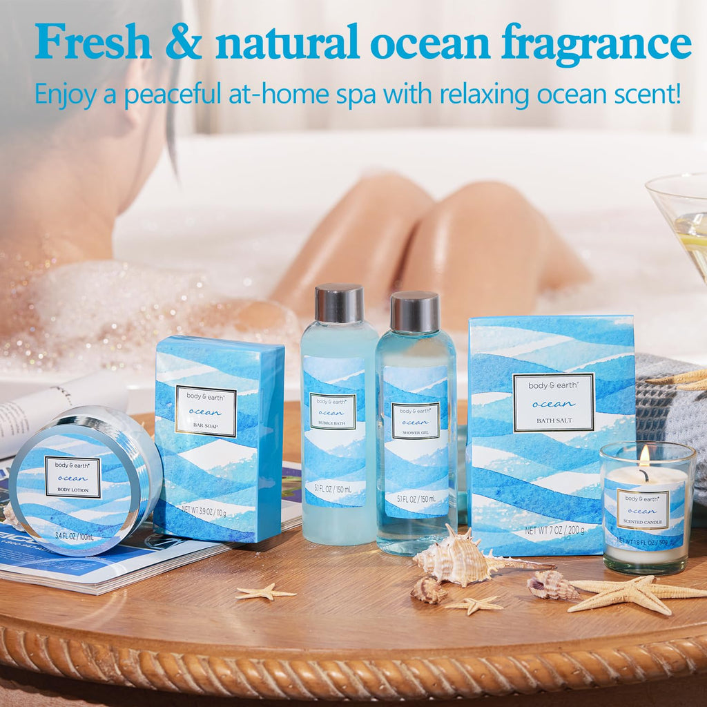 Gift Set for Women Body & Earth Gifts Set Lavender Gift Baskets For Women Bath Sets with Bubble Bath Body Lotion Scented Candle Mother‘s Day Gifts for mom