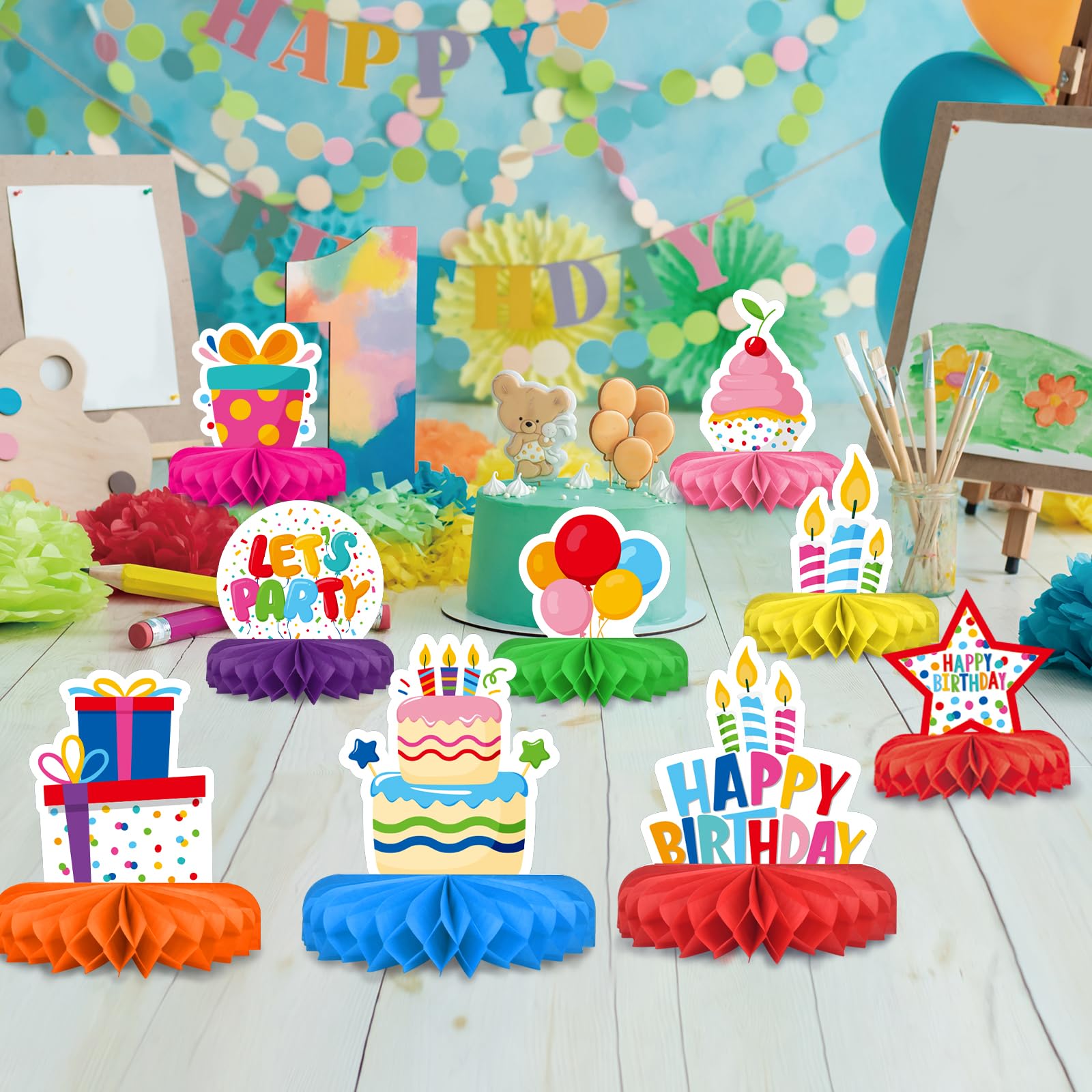 St Patrick's Day Decorations Set - St Patricks Day Honeycomb Centerpieces & Shamrock Beer Table Toppers, for Irish Classroom & St. Patrick's Day Party Supplies