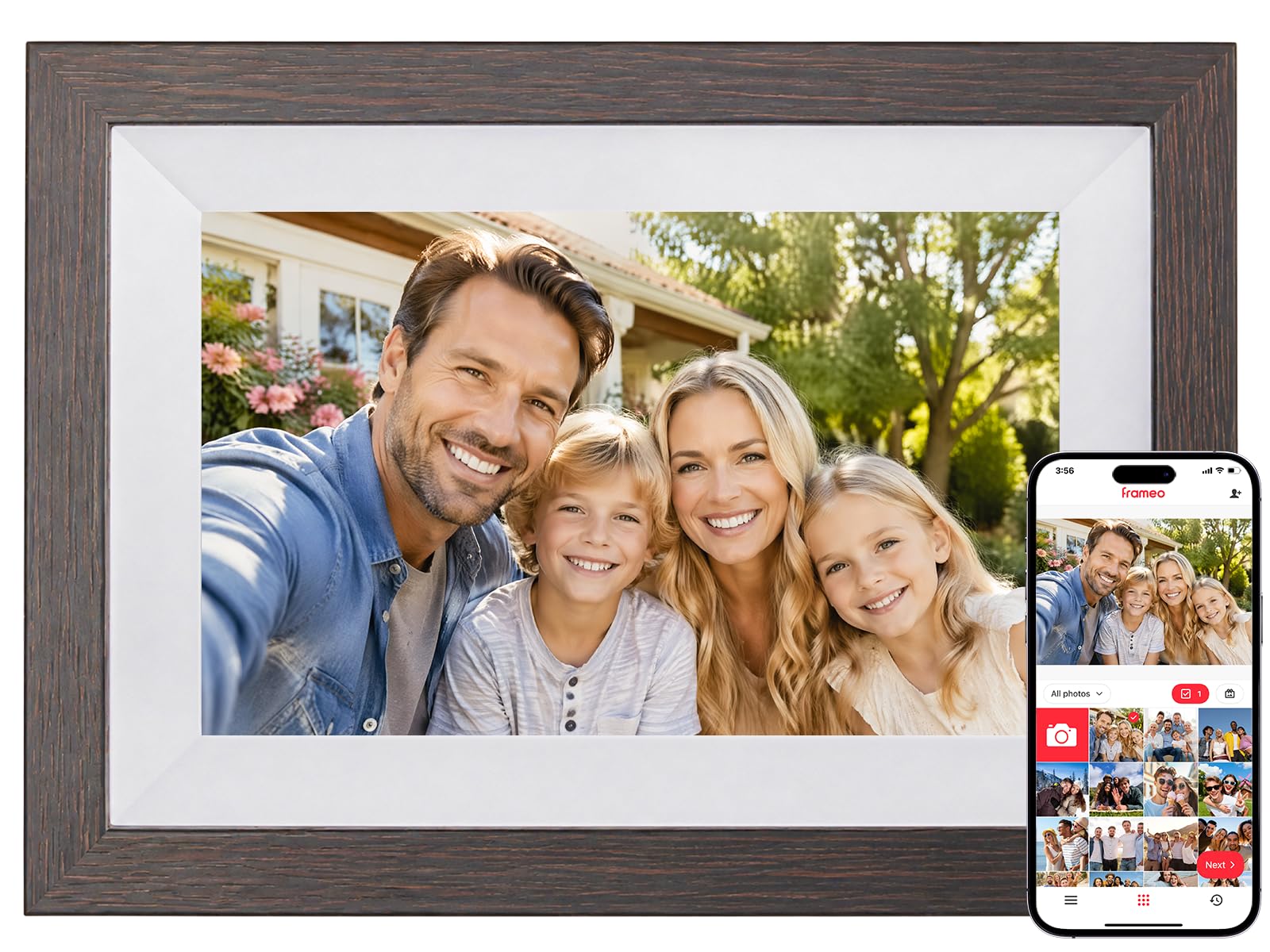 Frameo Digital Picture Frame, 10.1 Inch Smart WiFi Photo Frame with 1280x800 HD IPS Touch Screen, Auto-Rotate, Wall Mountable, Share Photos/Videos Instantly via App from Anywhere