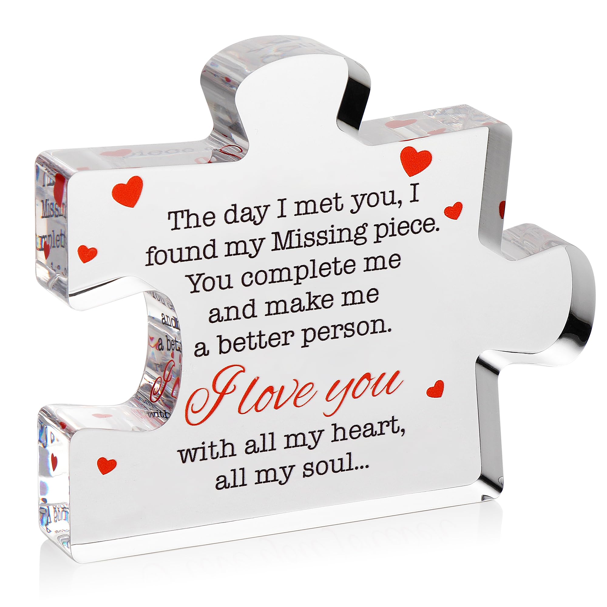 Engraved Acrylic Block Puzzle - Sentimental Gift for Her - Valentine's Day & Fiance Birthday Gift
