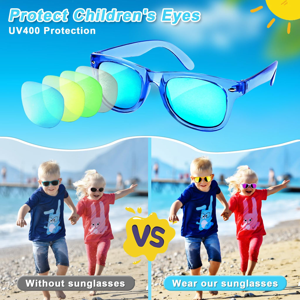 AILEHO Kids Sunglasses Bulk Party Favors - 24 Packs Boys Girls Sunglasses for Kids Age 3-8 with UV 400 Protection, Neon Sunglasses for Kids Party