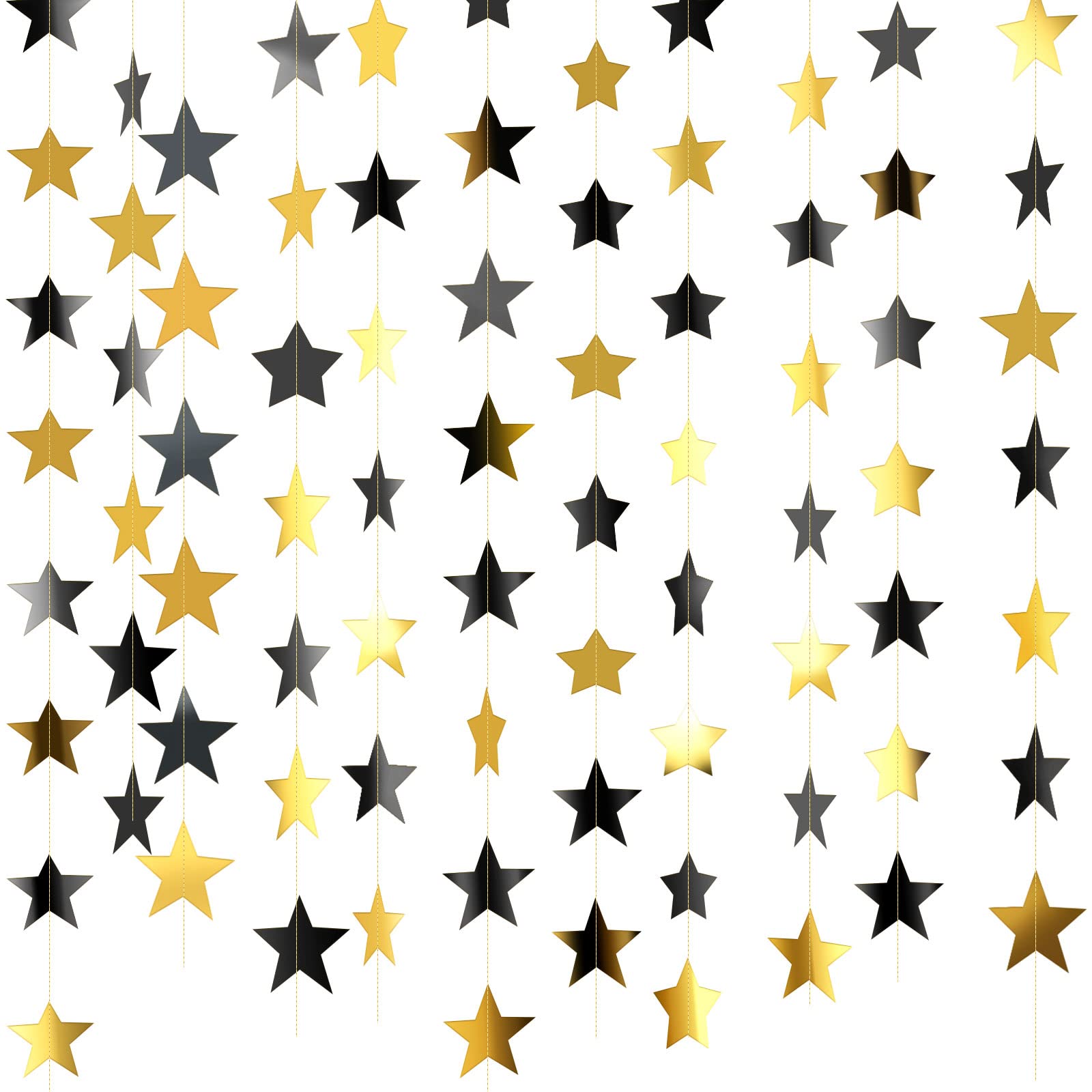 Patelai Glitter Star Garland Banner 2026 Graduation Decor 130 Feet Star Hanging Banner Twinkle Backdrop for Party Birthday Classroom Wedding Supplies(Gold)