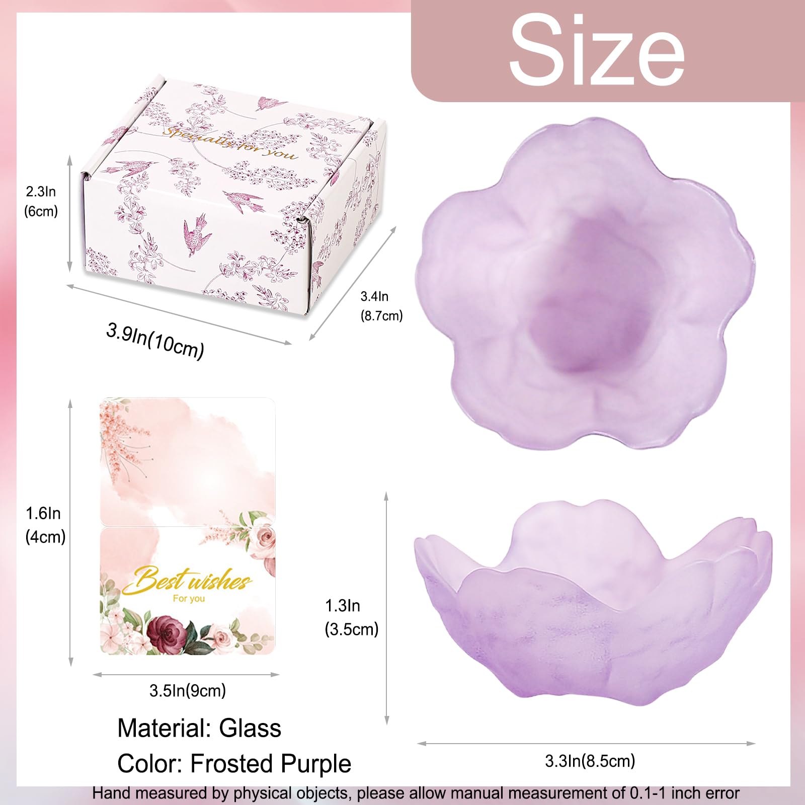 Purple Flower Jewelry Dish Glass Ring Holder Dish Jewelry Tray Cute Vanity Organizer Aesthetic Nightstand Bathroom Room Decor Trinket Dish Mothers Day Friendship Christmas Birthday Gifts for Women