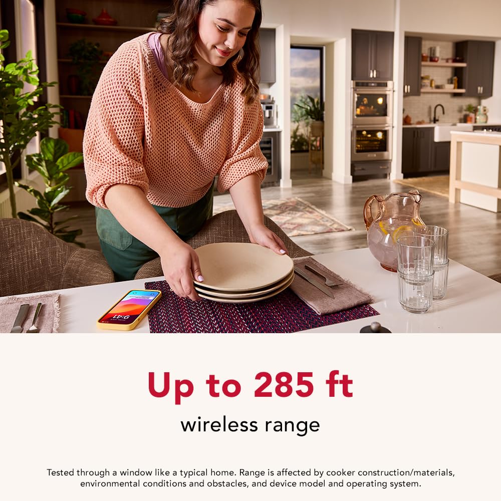 KitchenAid Smart Wireless Rechargeable Meat Thermometer | Waterproof, Soak 6 Hours, Dishwasher-Safe | Long Range Bluetooth® Connectivity| BBQ, Grill, Oven, Smoker, Air Fryer, Kitchen