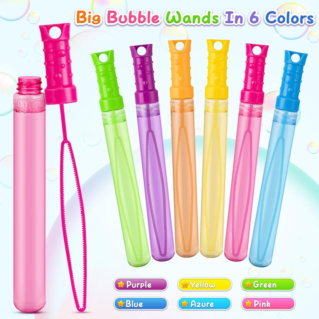 48 Pack Big Bubble Wands Bulk in 6 Colors,Ideal for Easter, Summer, Halloween, Valentine, Classroom Prizes