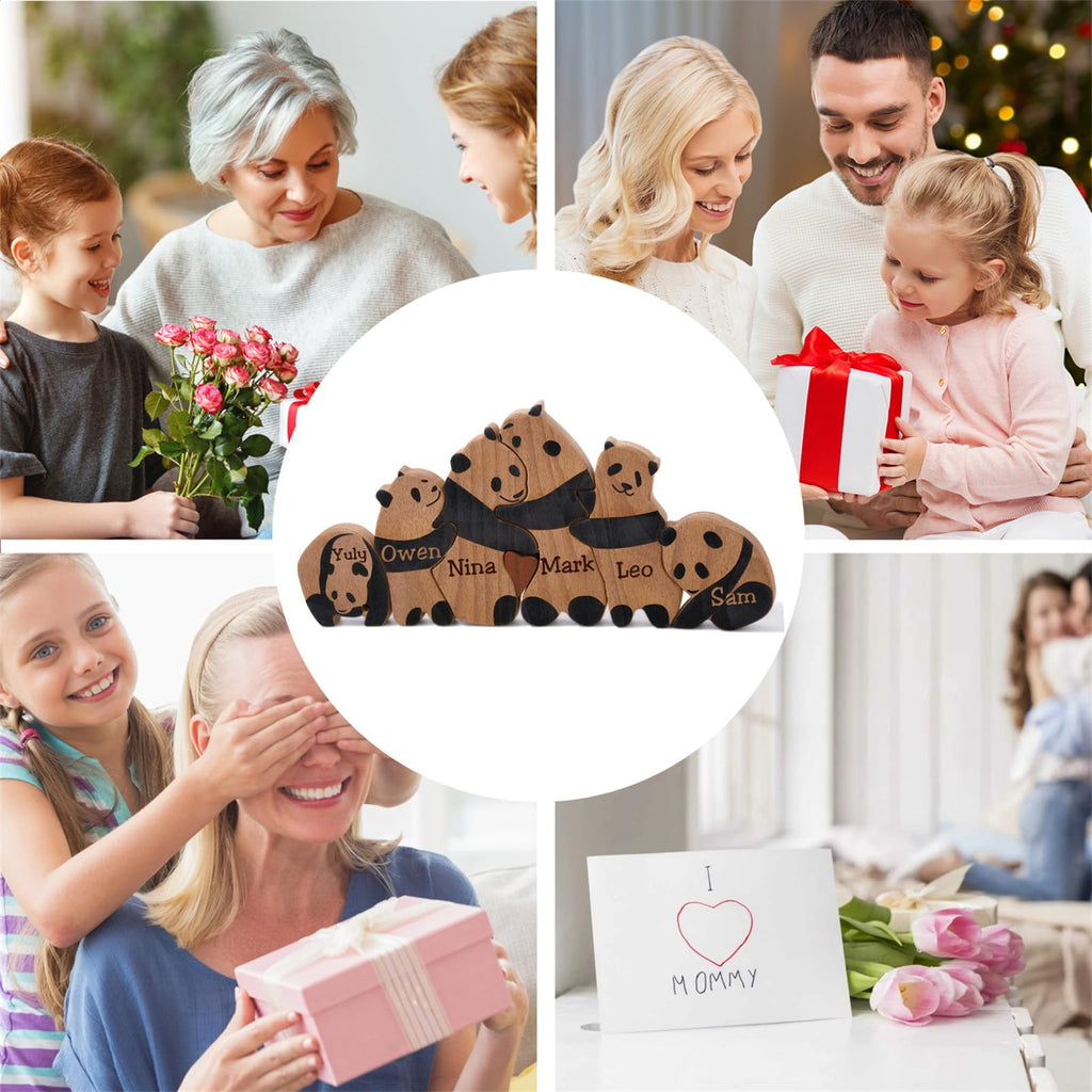 Personalized Family Name Puzzle with 2-8 Names Custom Wooden Bear Puzzle with Names Customized Wooden Puzzle Gifts for Christmas (Bear)
