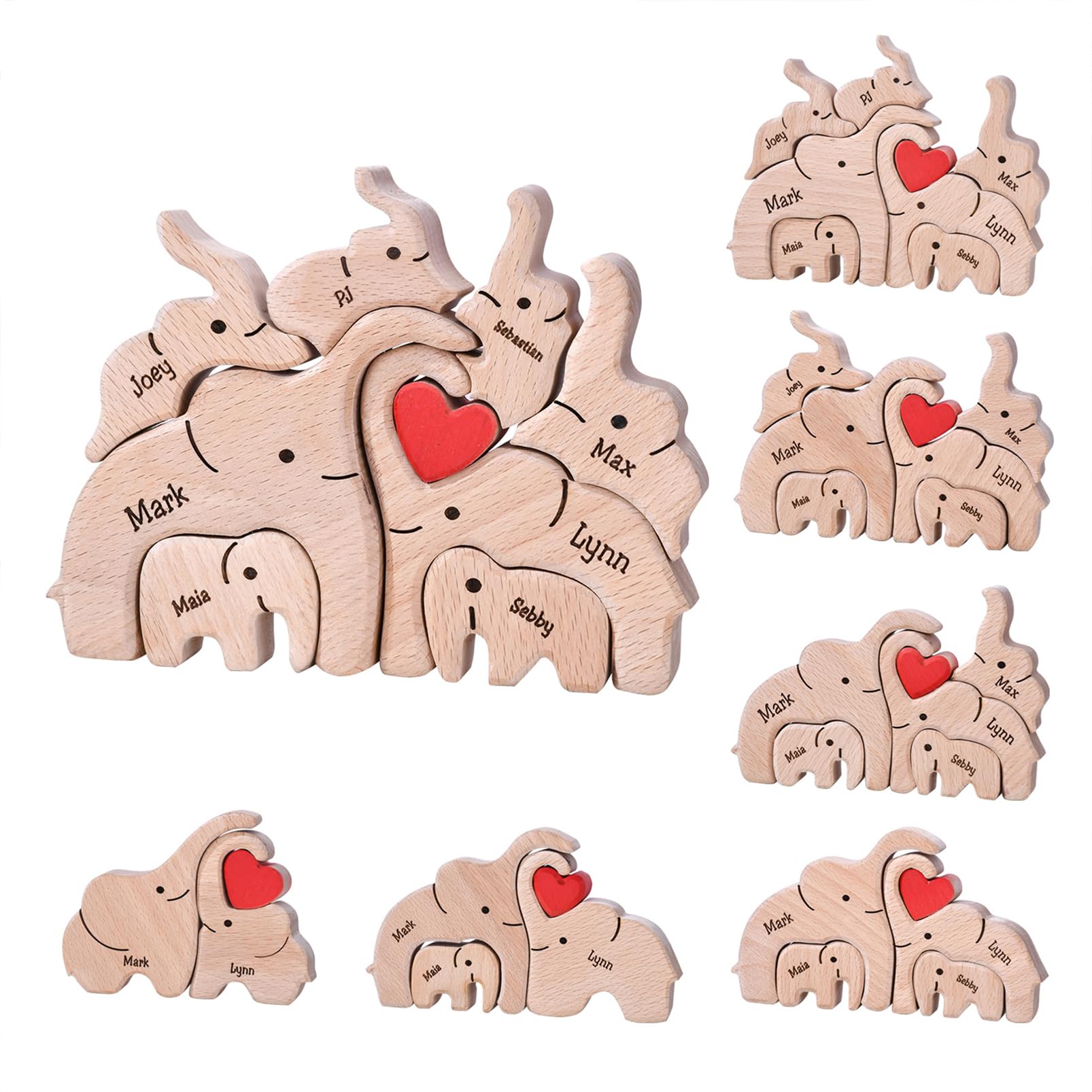 Personalized Family Name Puzzle with 2-8 Names Custom Wooden Bear Puzzle with Names Customized Wooden Puzzle Gifts for Christmas (Bear)