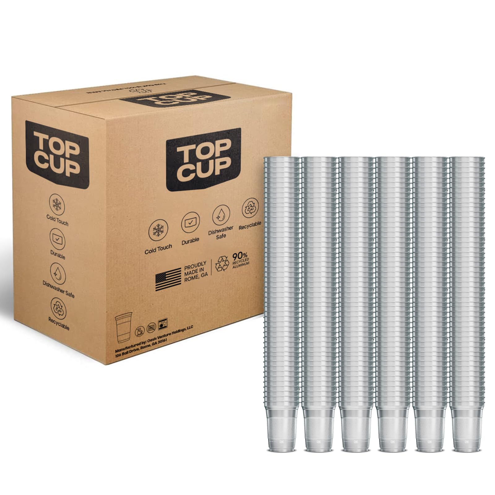 Top Cup America's 250th Birthday 20 oz Reusable Aluminum Party Cups 20 Count | Durable, Reusable & Recyclable, Made in USA