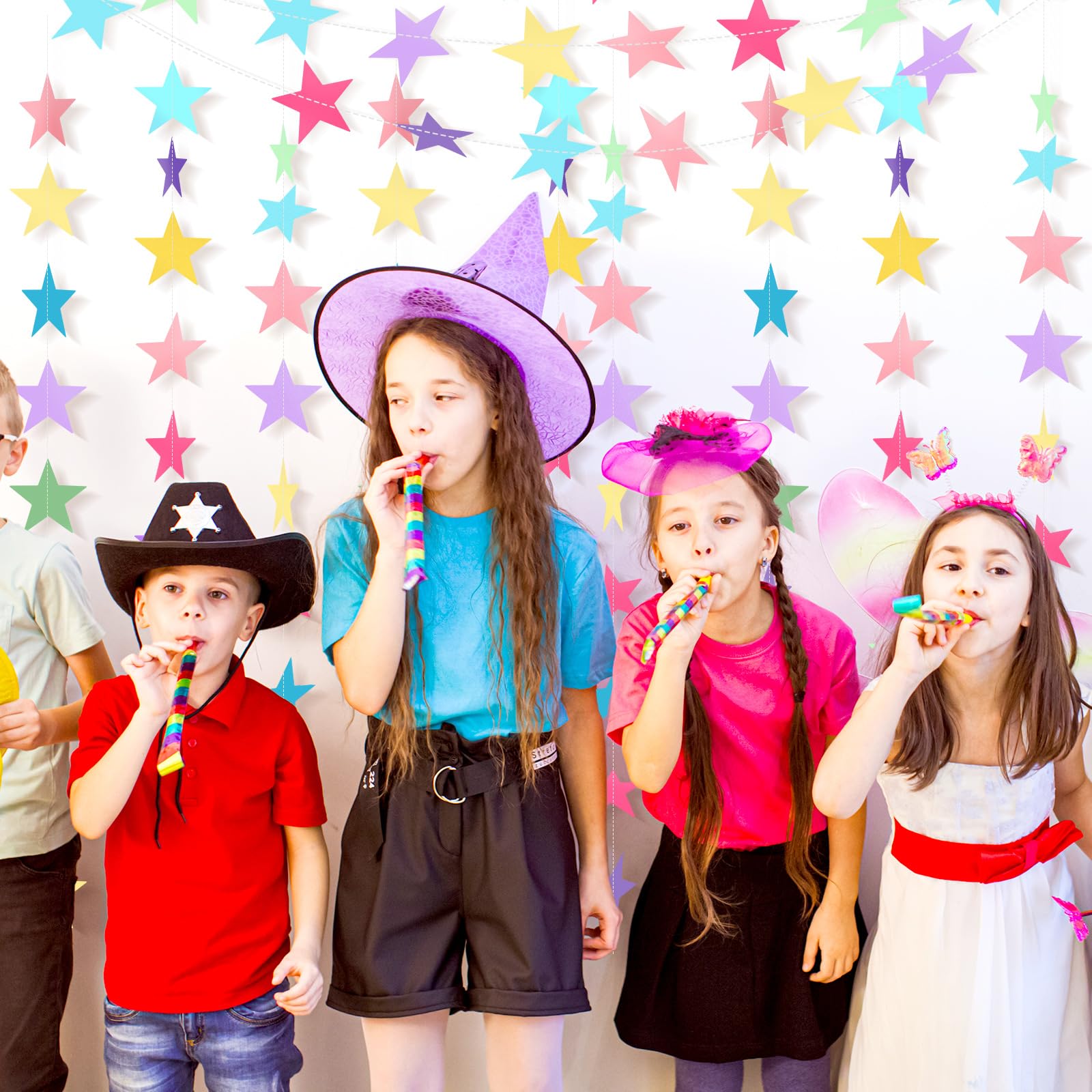 Patelai Glitter Star Garland Banner 2026 Graduation Decor 130 Feet Star Hanging Banner Twinkle Backdrop for Party Birthday Classroom Wedding Supplies(Gold)