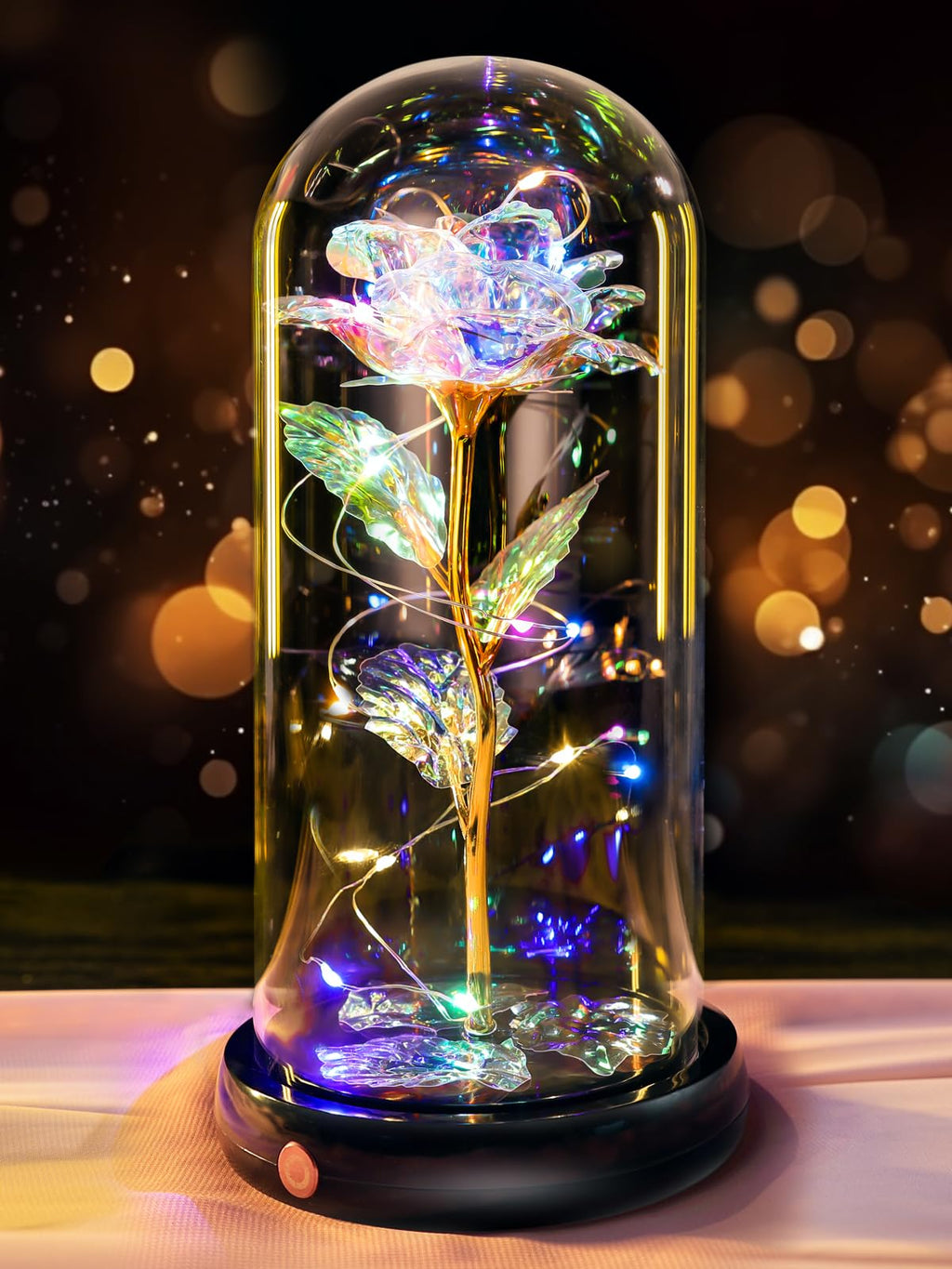 Pusuny Mothers Day Flowers Gifts for Mom Women Birthday Gift Galaxy Glass Rose Forever Eternal Crystal Flowers Rose in Glass Dome with Butterfly Mother's Day Roses Gifts for Mom Daughter Wife Purple