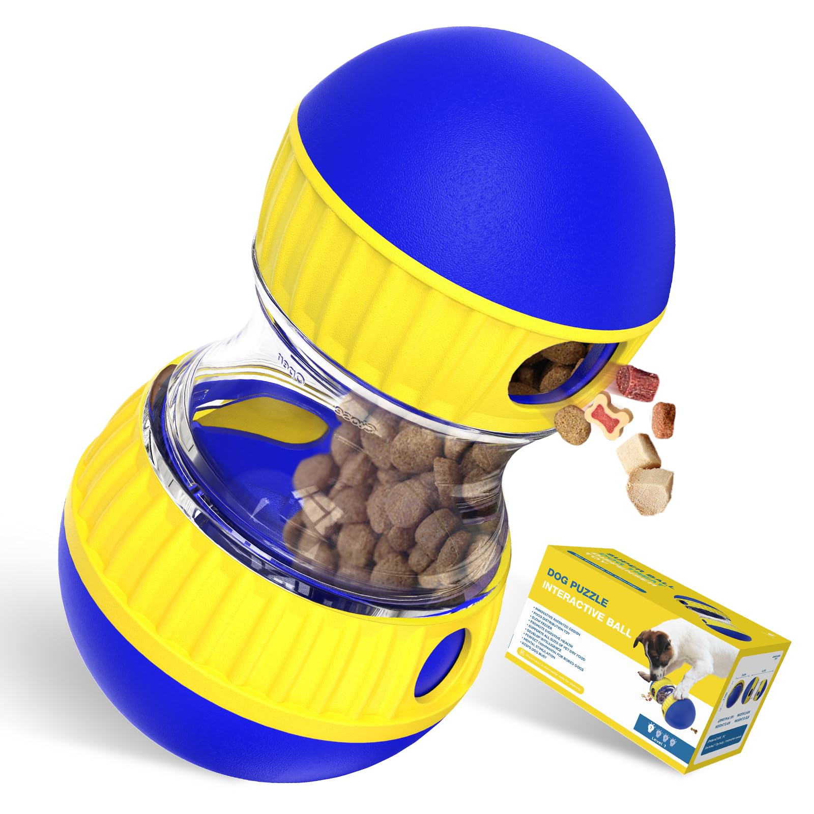 BSISUERM Dog Puzzle Toy Adjustable Treat Dispensing Ball Food Dispenser Tough Slow Feeder Puppy Enrichment Training Toy Pet Interactive Chase Toys for Small Medium Large Dogs to Keep Them Busy, Green
