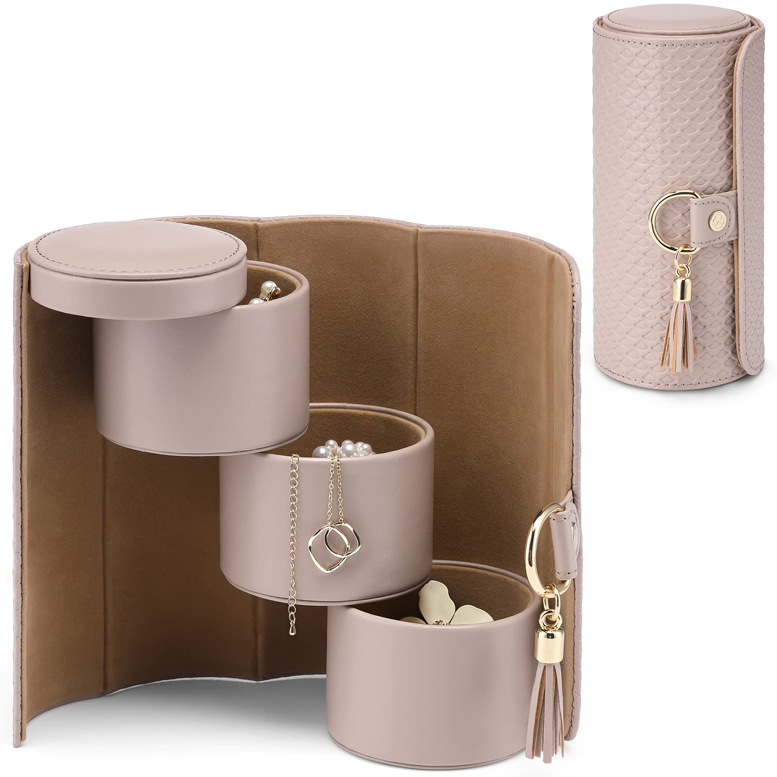 VLANDO Gifts 2026 for Women, Girl - Travel Jewelry Oragnizer, 3-Layer Jewelry Storage Box, Travel Essential Accessories for Women, Birthday Gifts for Couples Mom Friends - Grey