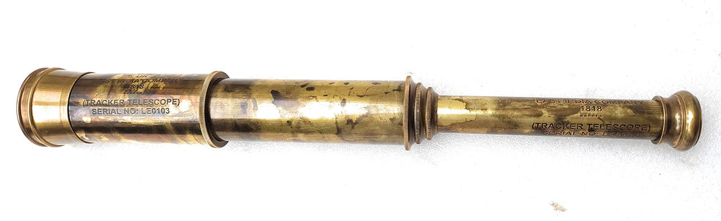 Rare Brass Telescope Spyglass - East India Company 1818 Tracker Vintage Pirate Spyglass Scope Antique Large Handstitched Leather Gift Box (BT-EIC17)