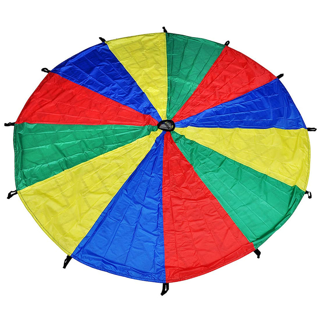 GSi Kids Play Parachute Rainbow Parachute Toy Tent Game for Children Gymnastics Cooperative Play and Outdoor Playground Activities (12 Feet)