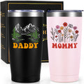 Qtencas Grandma and Grandpa Gifts, Grandparents Christmas Gifts, Grandpa and Grandma insulated Travel Tumbler Set, Gift for Grandparents on Christmas Birthday Anniversary, 20 Oz Black & White