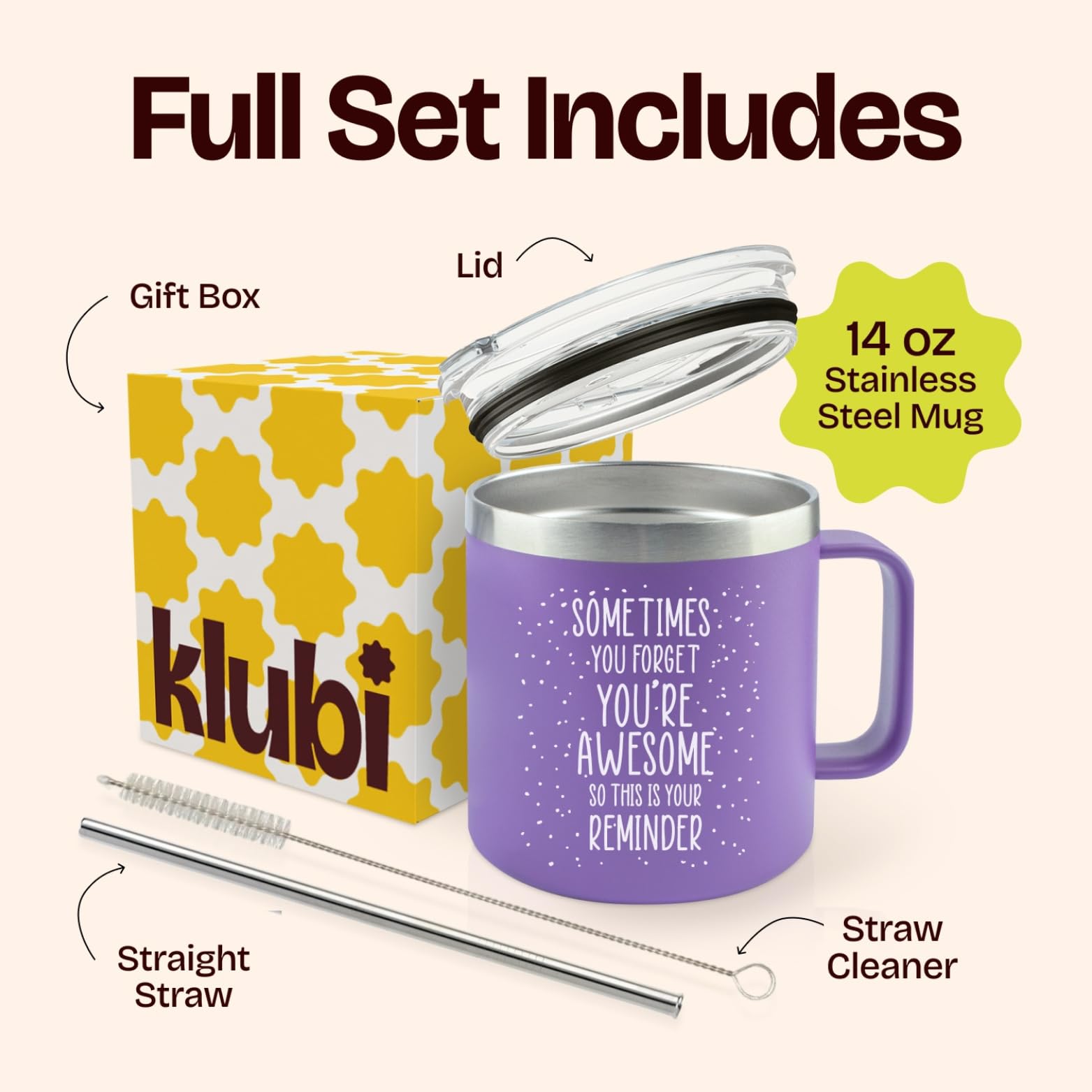 Birthday Gifts for Women Friendship - Purple Gifts for Women Coffee Mug 14oz Sometimes You Forget You're Awesome Unique Gift Idea for Older Women Over 50, 60, Inspirational Cup for Mom, Her