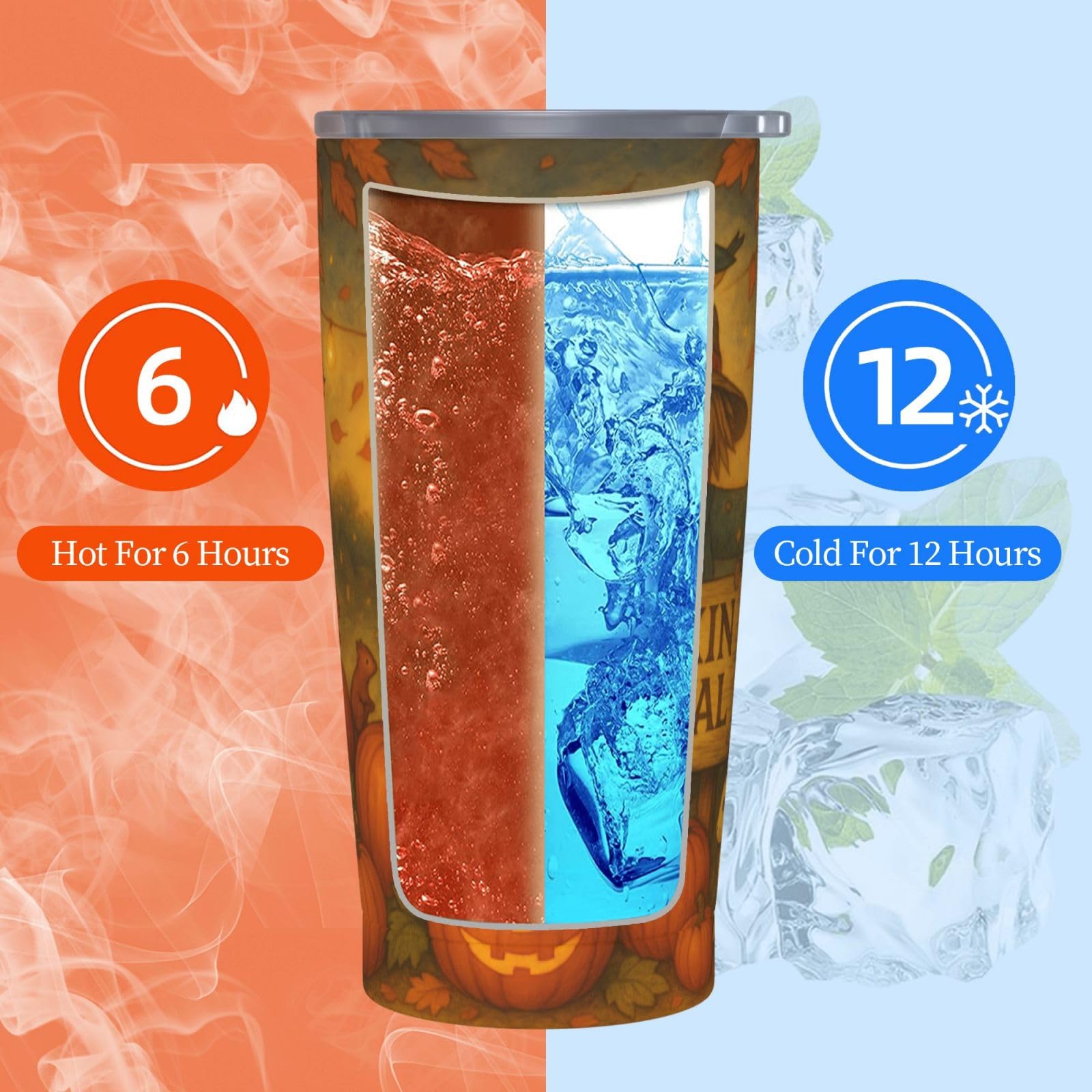 Fall Tumbler with Lid and Straw - 20oz Pumpkin Festival Coffee Tumbler Insulated Stainless Steel Mug, Autumn Harvest Scarecrow Cup, Thanksgiving Travel Mug, Fall Gifts for Women