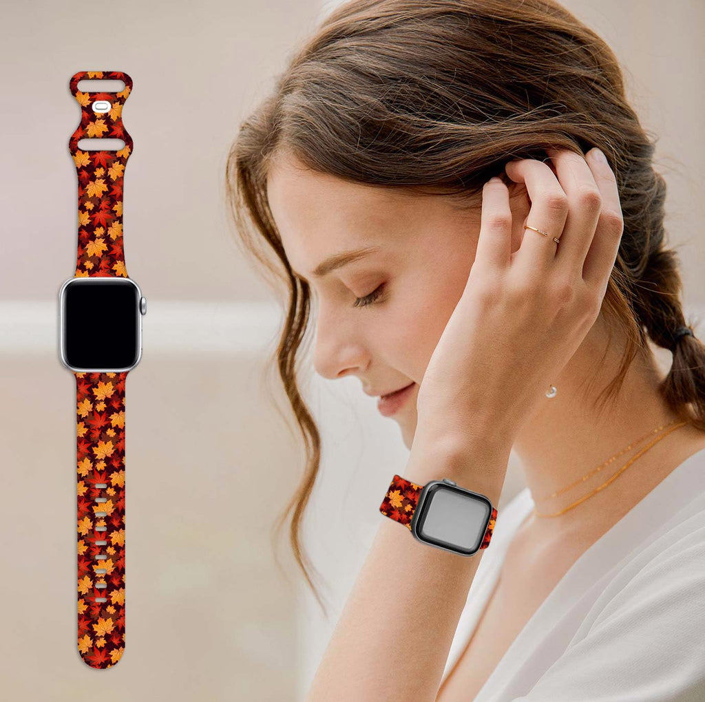 Holiday Watch Bands Compatible Watch 38mm 40mm 41mm 42mm for Women Men, Adjustable Soft Silicone Replacement Smartwatch Wristband for SE Series 8/7/6/5/4/3/2/1