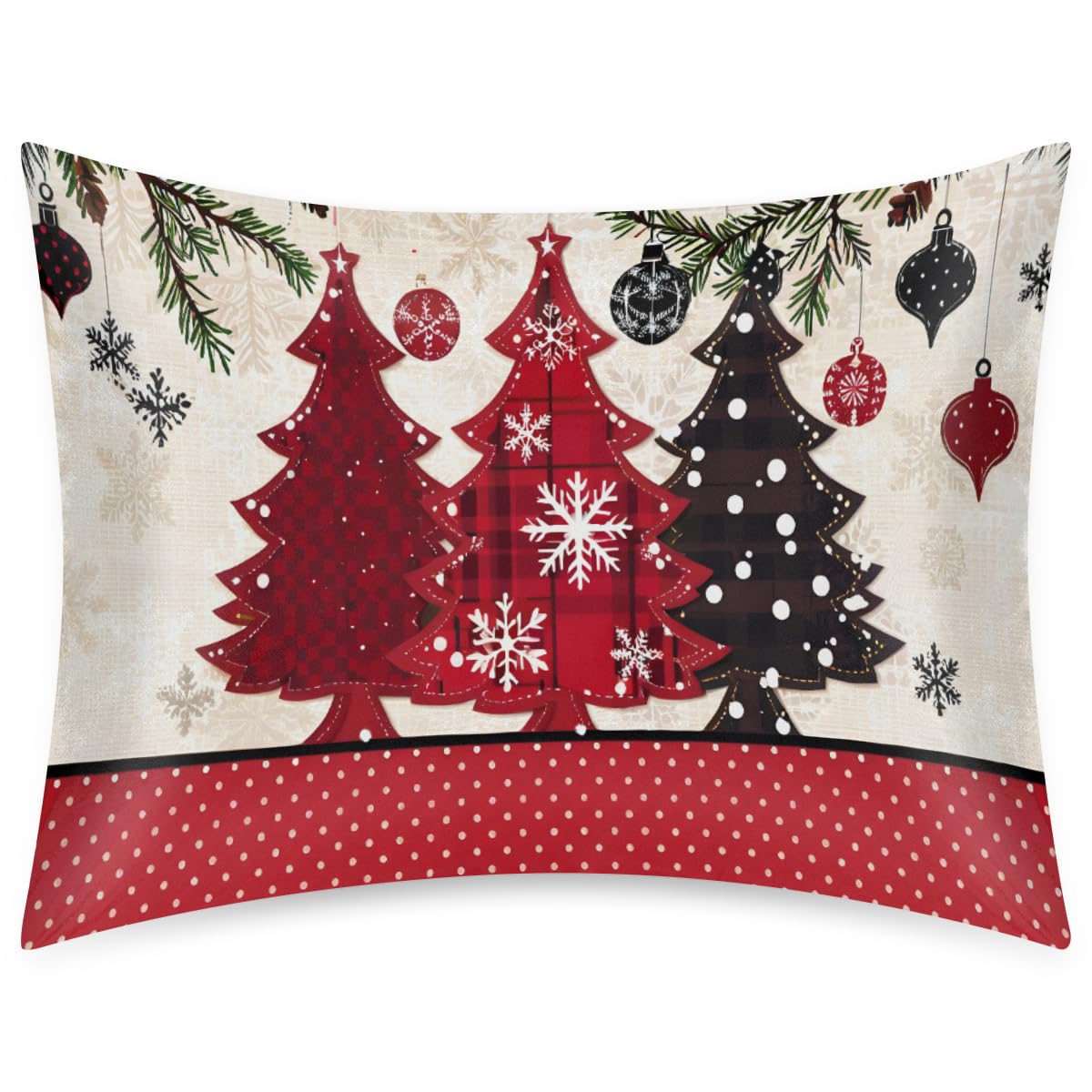 Christmas Light Trees Satin Pillow Case for Hair and Skin Satin Pillowcase Without Zipper Pillowcase, Standard Size Slip Silk Pillow Cases 20"x26" Silk Pillowcases for Bedroom Sofa Home Decor