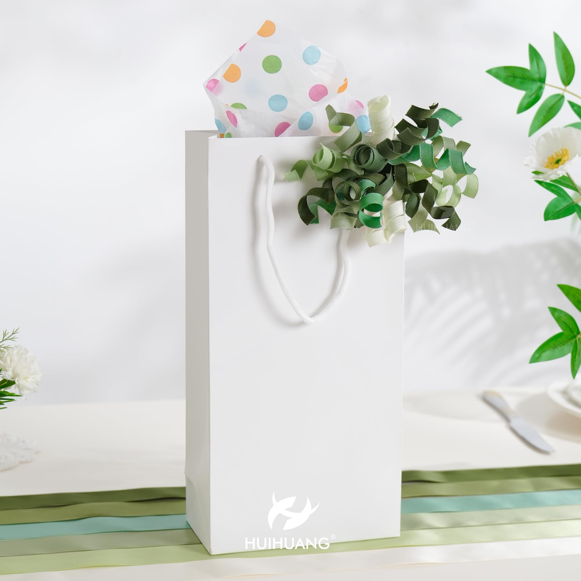 HUIHUANG Green Curly Gift Bows Self Adhesive Sage Green Burst Gift Bow for Gift Wrapping, Birthday, Wedding Baby Shower Party Favors, Wine Bottle, Treat Bags- 6 Counts