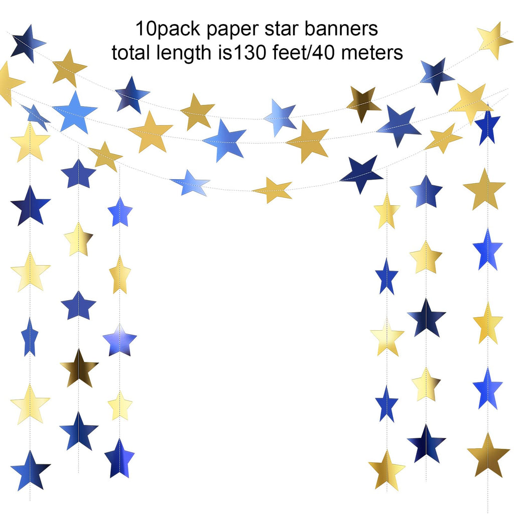 Patelai Glitter Star Garland Banner 2026 Graduation Decor 130 Feet Star Hanging Banner Twinkle Backdrop for Party Birthday Classroom Wedding Supplies(Gold)
