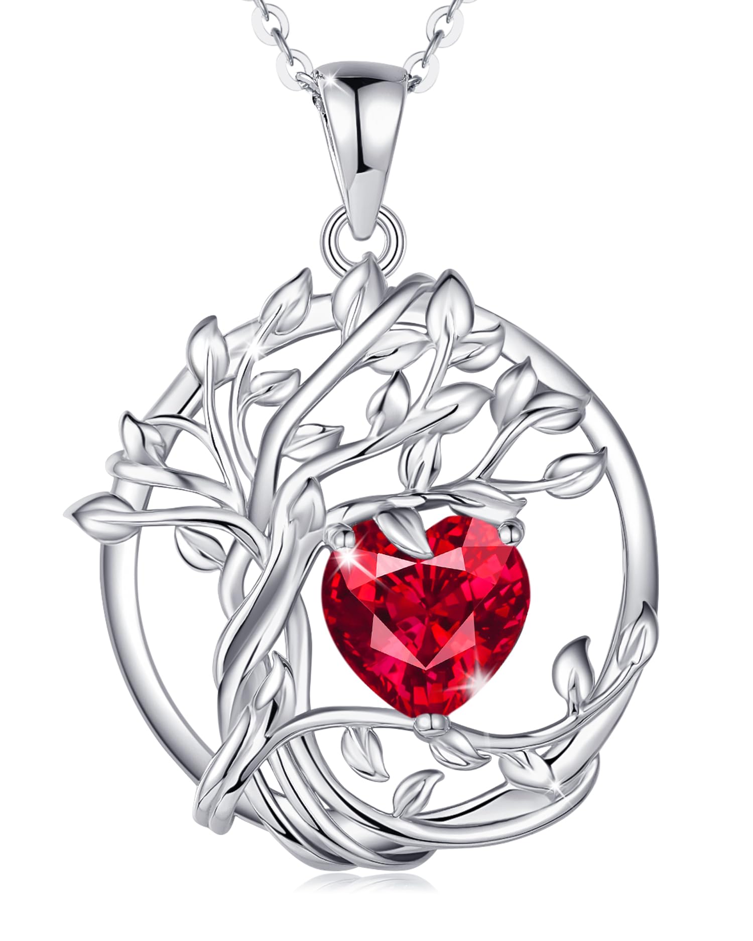 FANCIME Tree of life Birthstone necklace Sterling Silver Pendant Birthstone Necklace Gemstone Anniversary Birthday Jewelry Mothers Day Gifts for Mom Her Wife