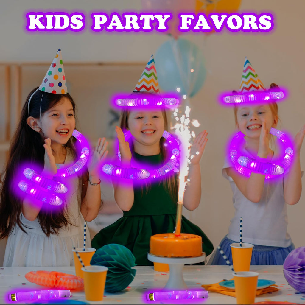 Kannove 12-24 PCS Green Glow Sticks Party Favors Supplies for Kids,4th of July LED Light up Pop Tubes for Toddlers,Neon Necklaces Bracelets Accessories,Glow Birthday Dance Camping Party Decorations