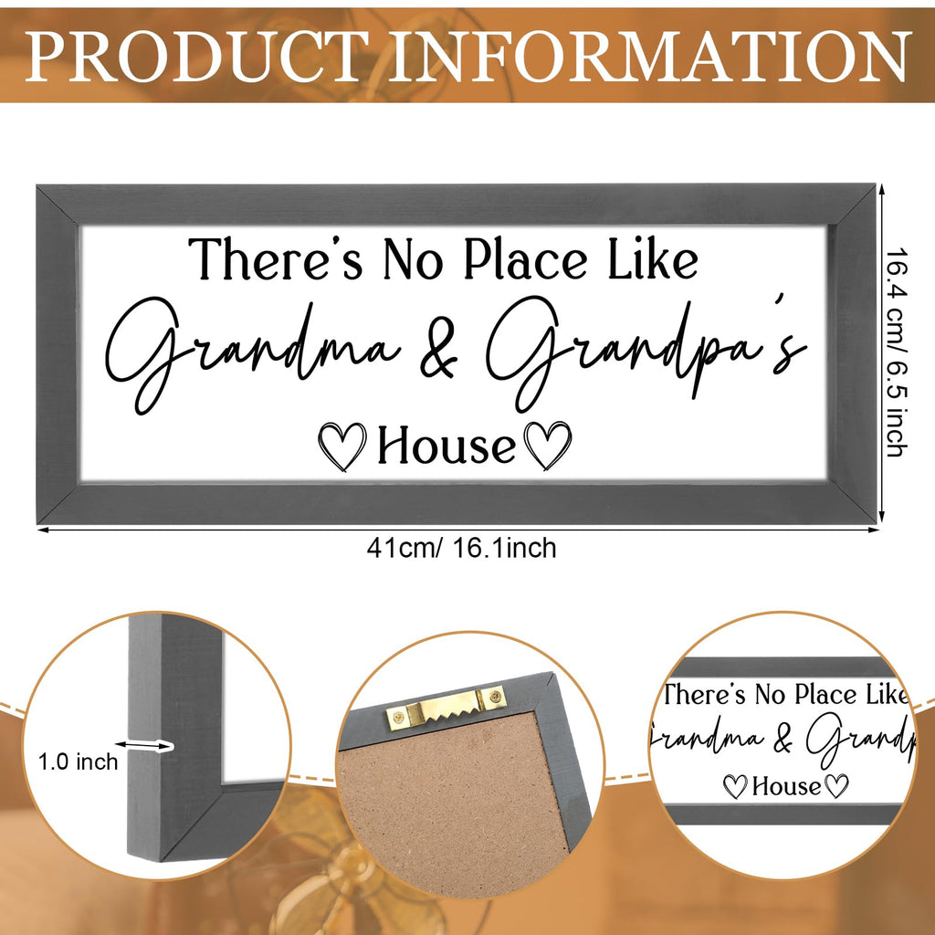 Yousoontic Grandparents Gift from Grandkids There's No Place Like Grandma & Grandpa's House Wooden Sign Farmhouse Home Decor for Birthday Christmas Thanksgiving Gift(Dark Brown,11.8 Inch)