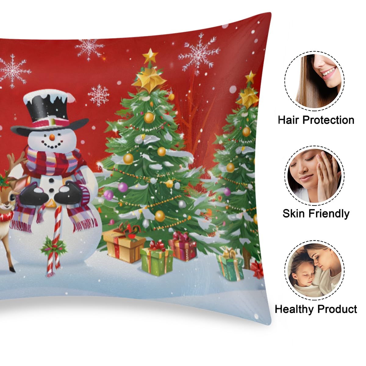 Christmas Light Trees Satin Pillow Case for Hair and Skin Satin Pillowcase Without Zipper Pillowcase, Standard Size Slip Silk Pillow Cases 20"x26" Silk Pillowcases for Bedroom Sofa Home Decor