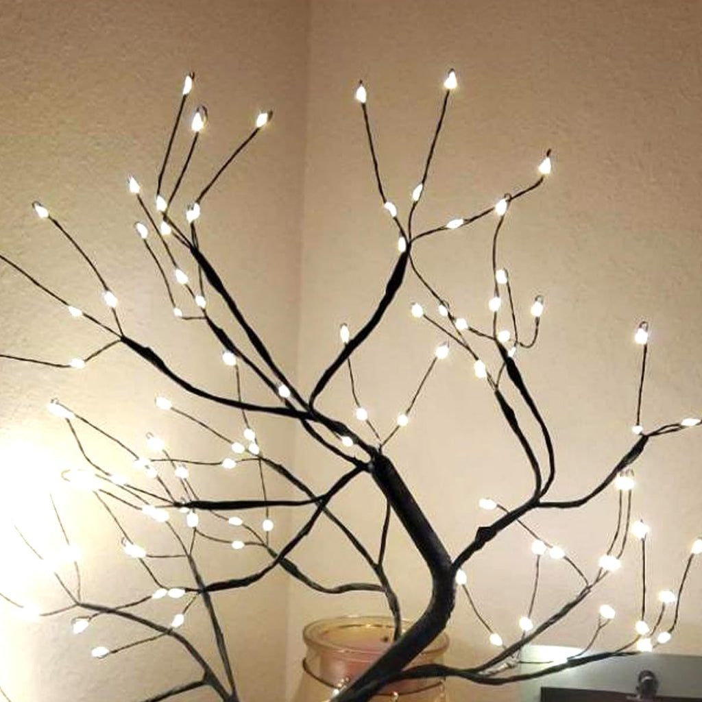 FuChsun Tabletop Bonsai Tree Light 108 LED Fairy Artificial Tree Lamp fot Room Party Home Centerpieces Decoration, Battery/USB Operated (Galaxy Glow Silver Branch)