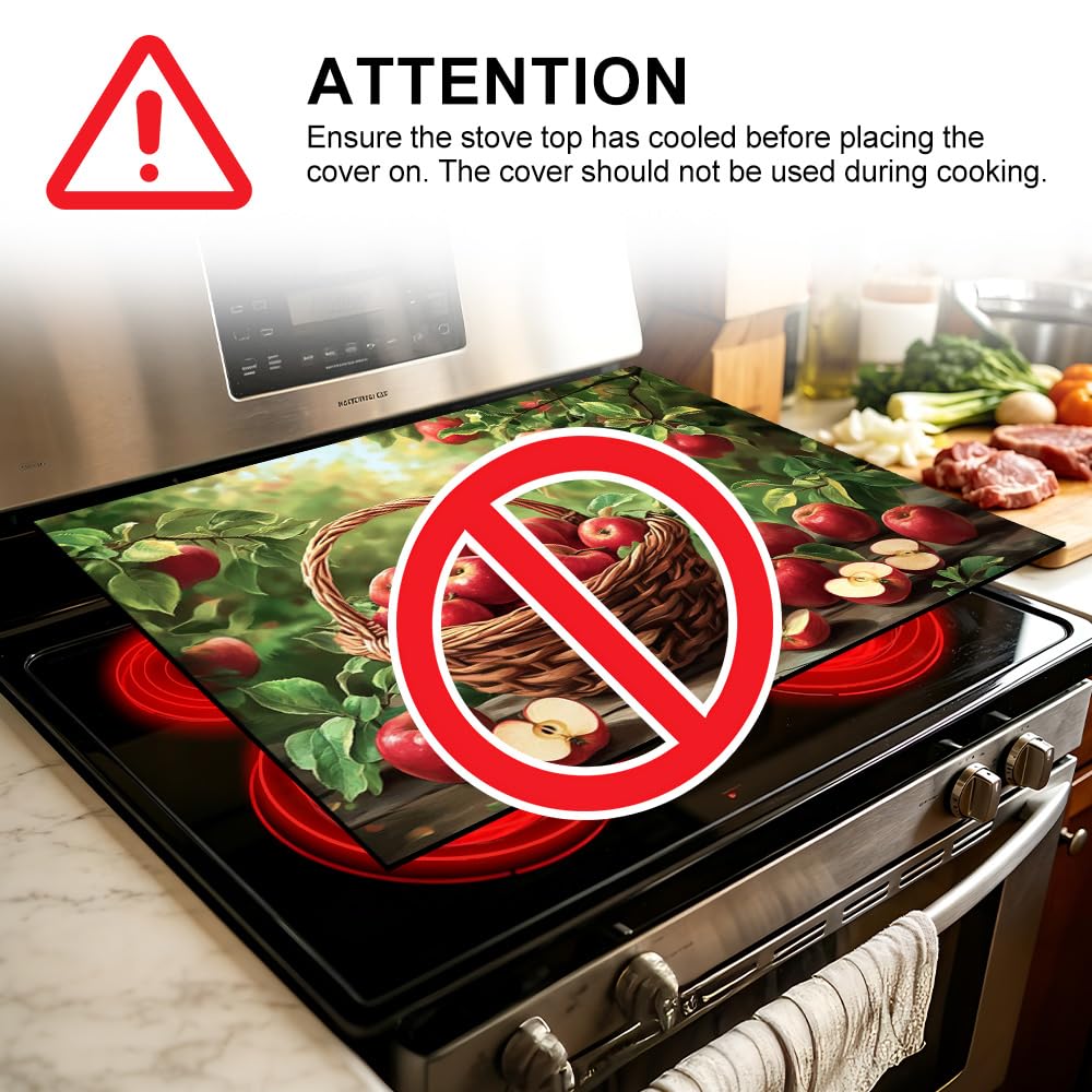 Stove Mat 28.35 x 20.47 Inch Christmas Fireplace and Tree Design Cozy Living Room Holiday Scene Decorative Kitchen Countertop Cover Reusable Flexible Mat for Gas Range Electric Stove Home Winter Décor