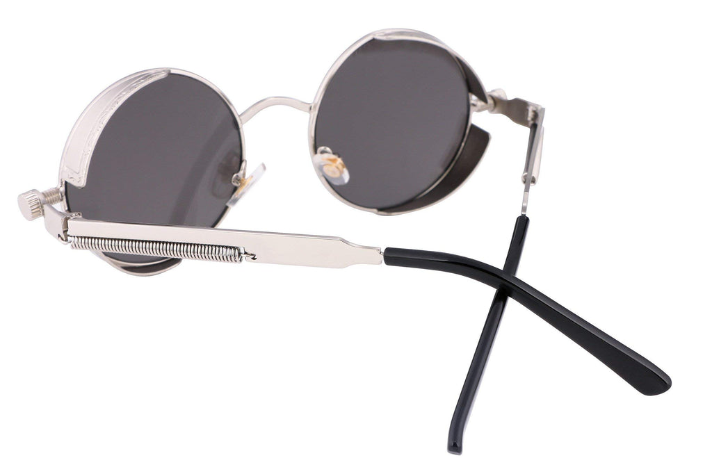 FEISEDY Retro Gothic Steampunk Sunglasses Round Metal Frame Punk Circle Inspired Shade Men B1857