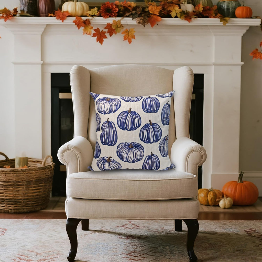 Fall Pillow Covers 18x18 Inch Autumn Pumpkin Maple Leaf Throw Pillowcase Orange Cushion Case for Thanksgiving Home Farmhouse Couch Sofa Bed Indoor Outdoor Decor (Set of 4)