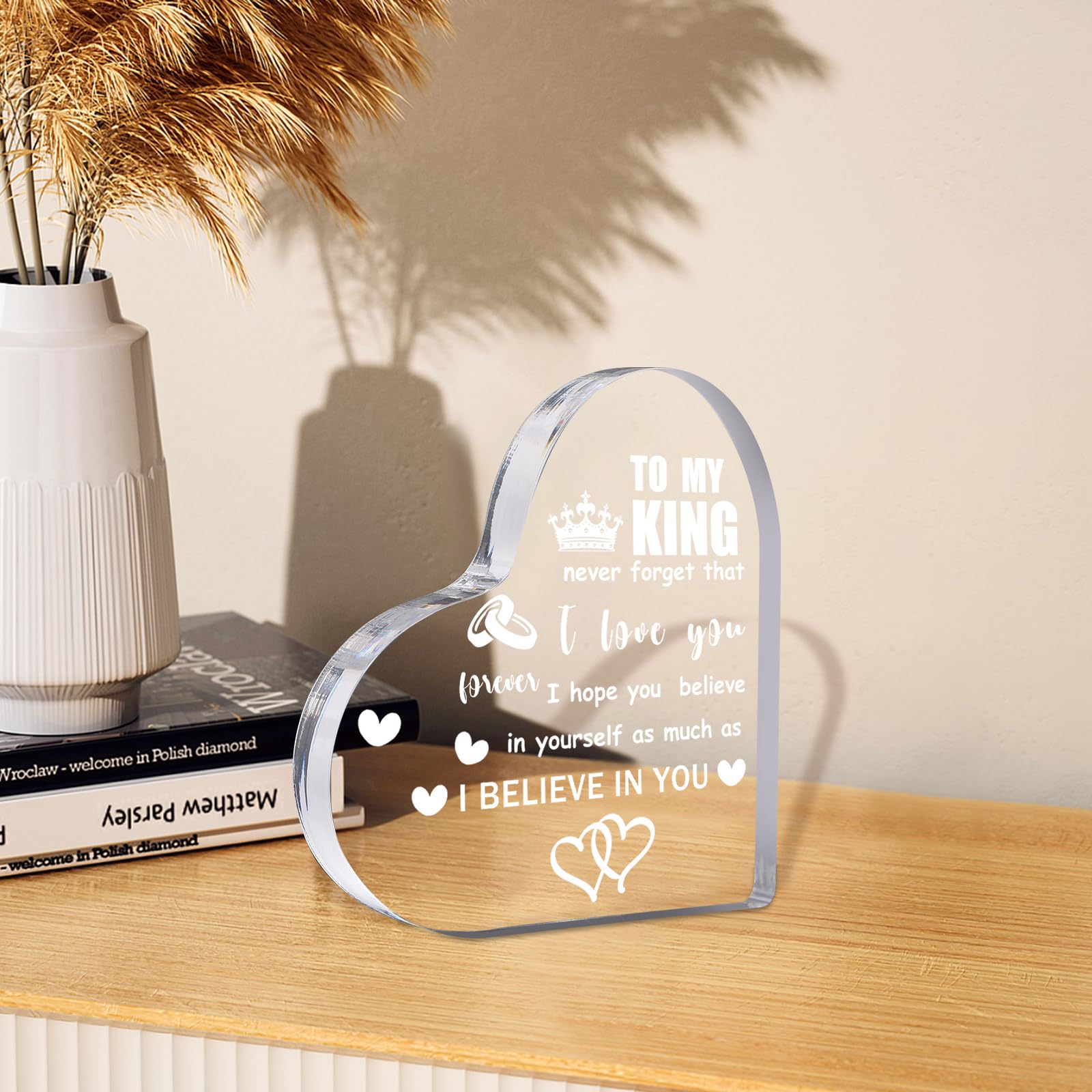 Gift for Husband, Romantic Acrylic Heart Penguin Paperweights, Anniversary, Valentine's, Christmas, Father's Day, Birthday Gifts for Husband from Wife