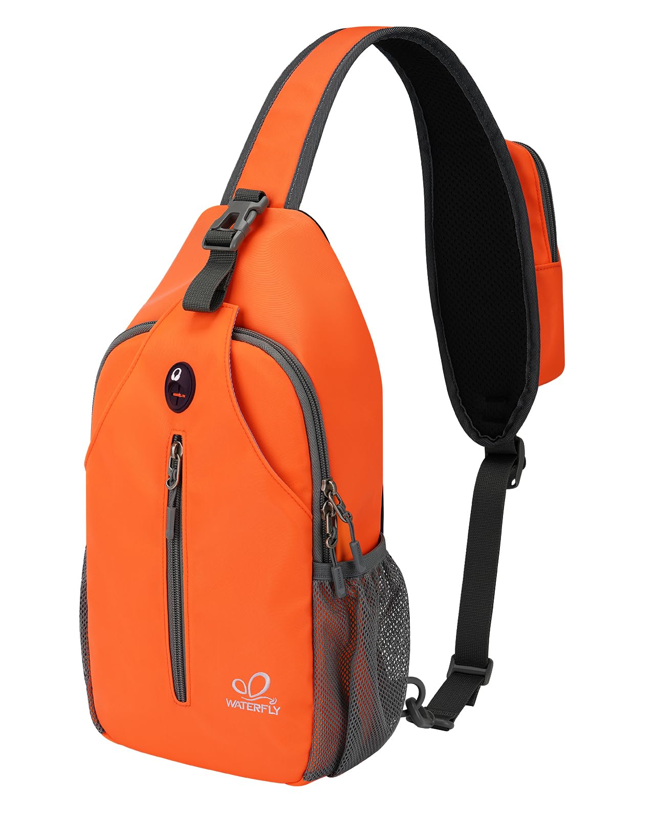 WATERFLY Crossbody Sling Backpack Sling Bag Travel Hiking Chest Bag Daypack (Black)