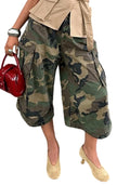 Unybwonn Women Baggy Cargo Jeans Camo Army Fatigue Wide Leg Harem Cropped Denim Pants Plus Size Camouflage Jean Trousers