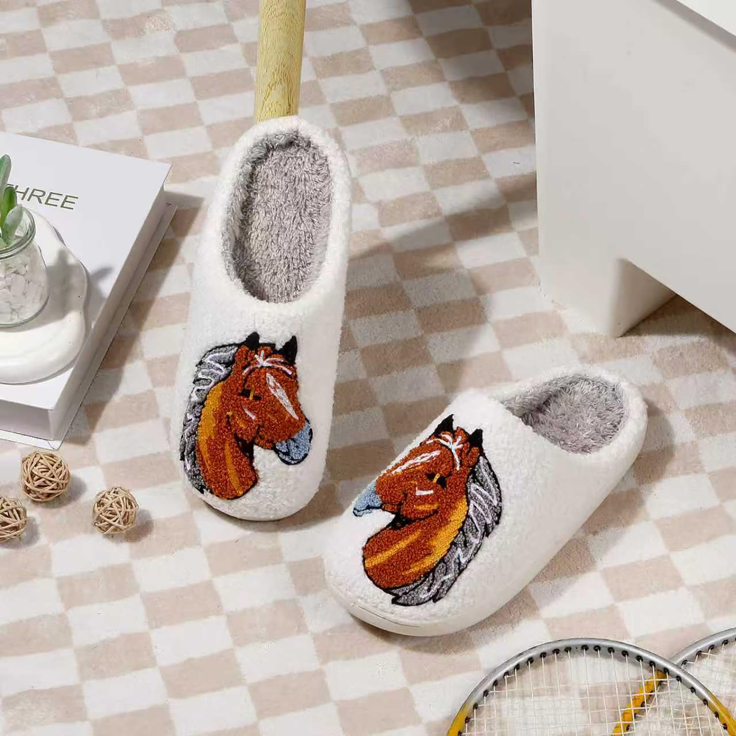 Cute Animal Slippers for Women Men Winter Fluffy Warm House Slippers Soft Plush Indoor outdoor Shoes