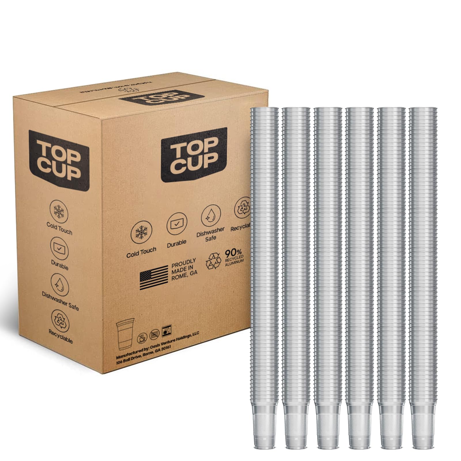 Top Cup America's 250th Birthday 20 oz Reusable Aluminum Party Cups 20 Count | Durable, Reusable & Recyclable, Made in USA