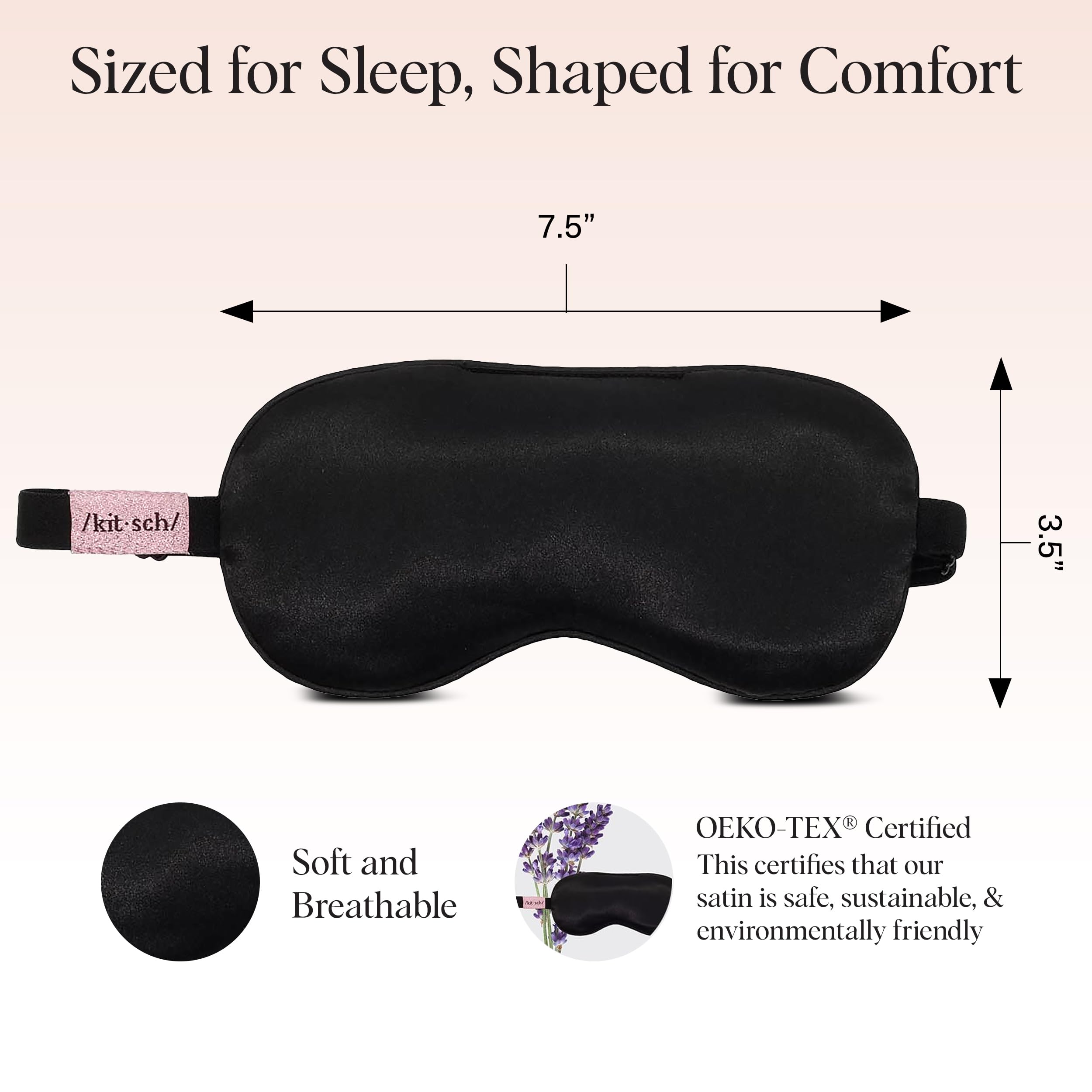 Kitsch Contour Pillow Eye Mask – Softer Than Silk Eye Masks for Sleep, Blindfold Sleep Masks for Women & Men, No Eye Pressure, Lightweight, Eye Care, Travel Essentials - Blush