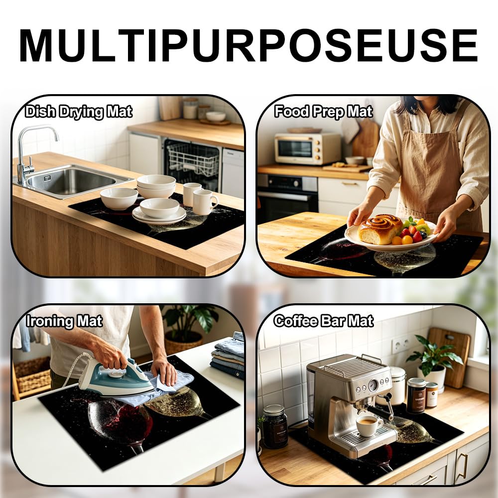 Stove Mat 28.35 x 20.47 Inch Christmas Fireplace and Tree Design Cozy Living Room Holiday Scene Decorative Kitchen Countertop Cover Reusable Flexible Mat for Gas Range Electric Stove Home Winter Décor