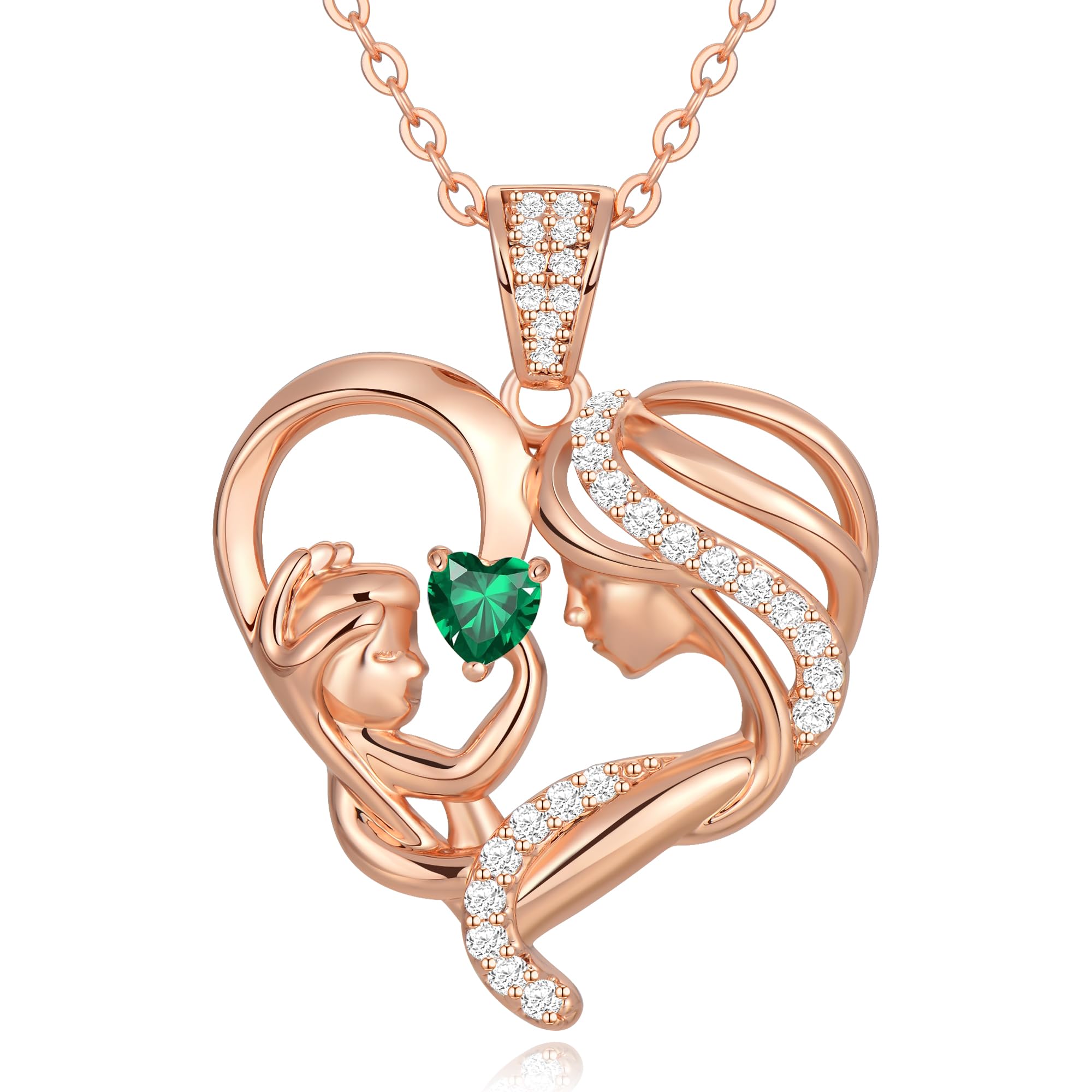 Mothers Day Gifts for Mom Wife Her Grandma, S925 Sterling Silver Birthstone Necklaces Jewelry for Women, Mother's Day Love Heart Pendant Necklace for Anniversary Birthday Christmas Day