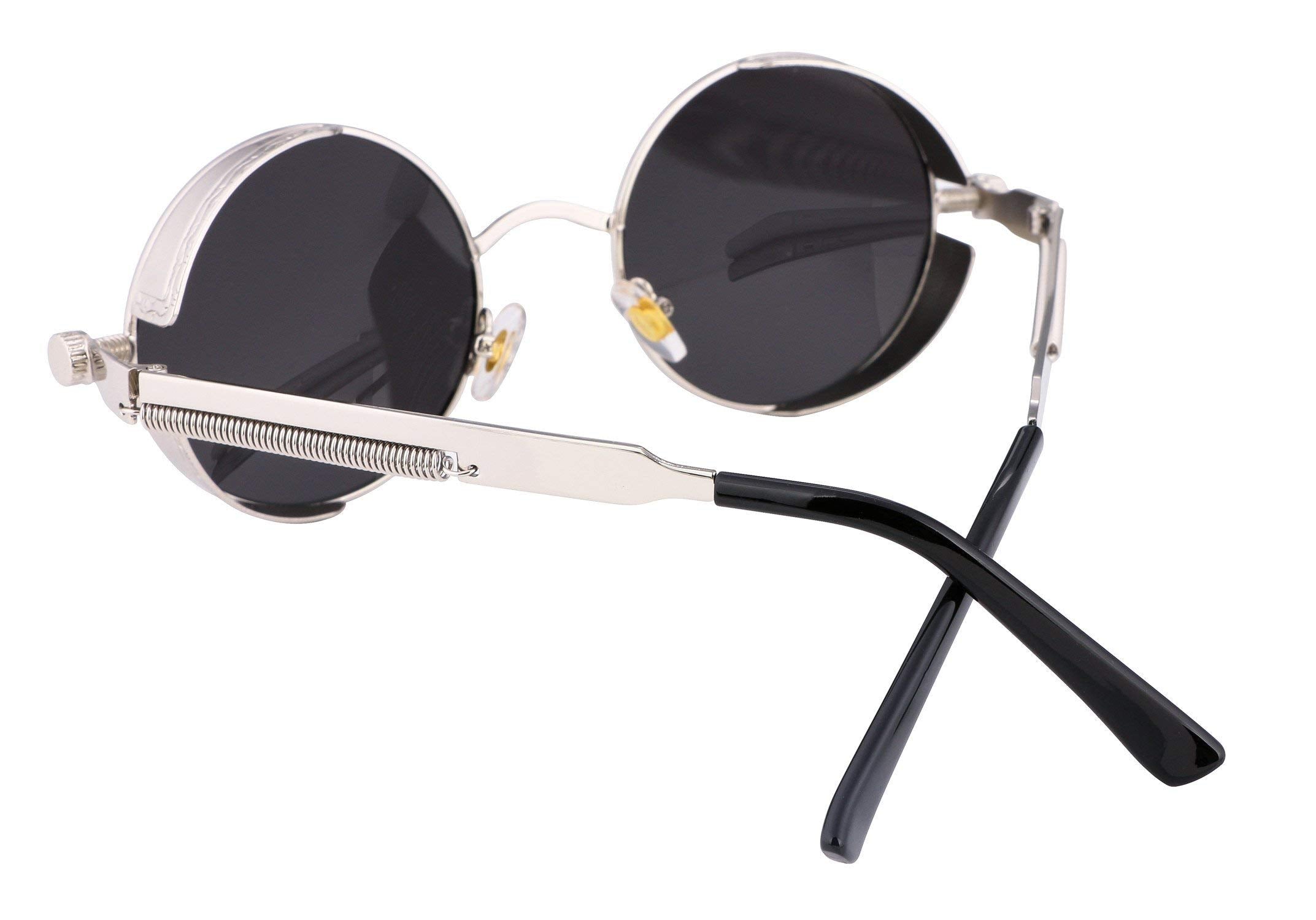 FEISEDY Retro Gothic Steampunk Sunglasses Round Metal Frame Punk Circle Inspired Shade Men B1857
