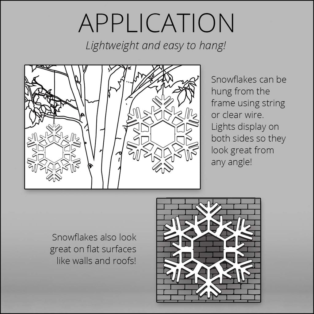 Kringle Traditions Christmas Snowflake Lights Outdoor, 105 LED 36" Folding Warm White Snowflake Hanging Light, Weather-Resistant Christmas Decoration for Yard, Window, Porch, or Eave